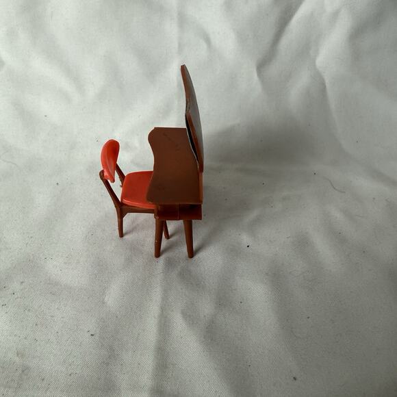 Vintage Dollhouse Vanity Desk & Chair Set Plastic Hong Kong Mid-Century Style - Picture 2 of 5